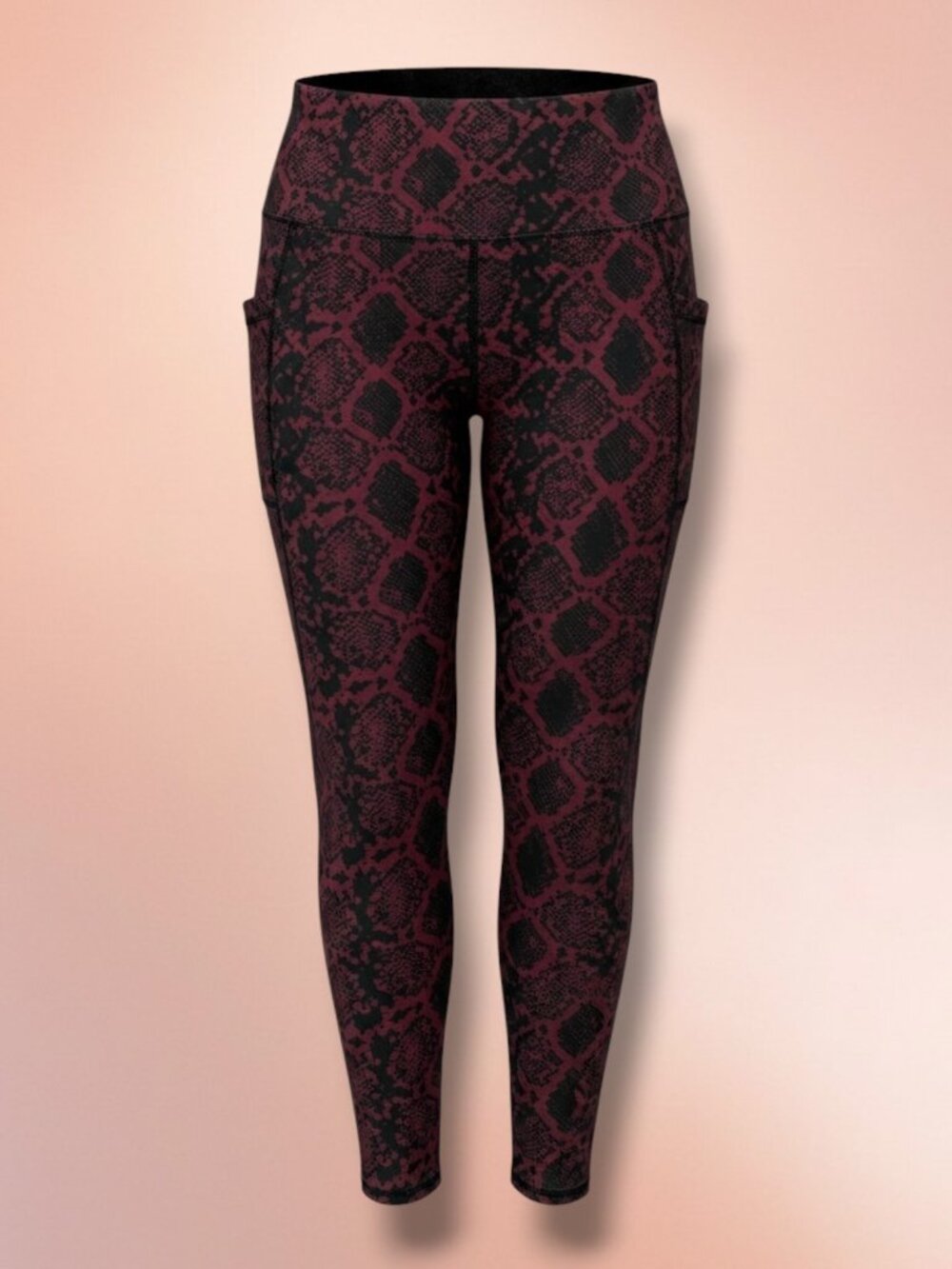 Tahari Sport Maroon Snakeskin Pocket Leggings 2X NWT